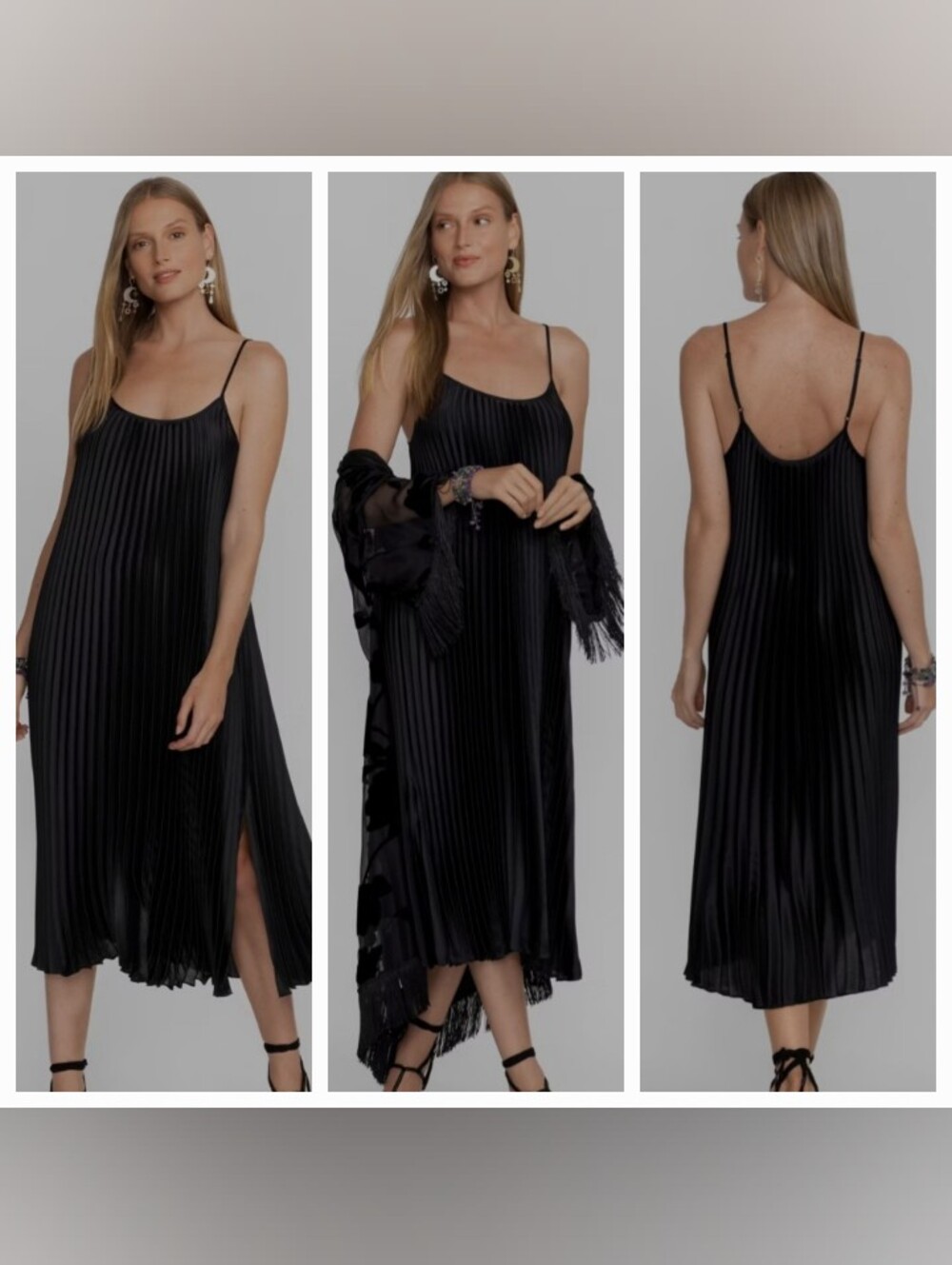 NWT JOHNNY WAS Gemma Pleated Midi Dress In Black SzS